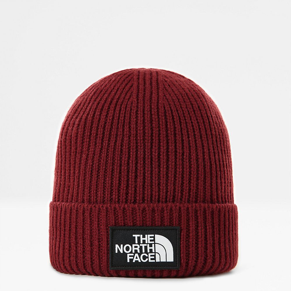 The North Face Beanies Mens Australia - The North Face Tnf Logo Box Cuffed Red (SGA-809762)